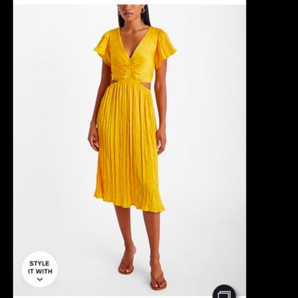 Express women Yellow Ruffled Women's Dress size XL